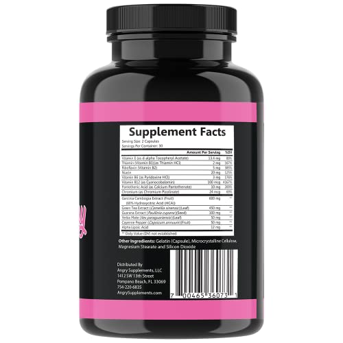 Angry Supplements Hot & Skinny Thermogenic Diet Pills, Weight Loss Capsules for Women, Fast Fat Burning, Non-GMO All-Natural Metabolism Booster, Appetite Suppressant (1-Bottle, 60 ct) - Image 5