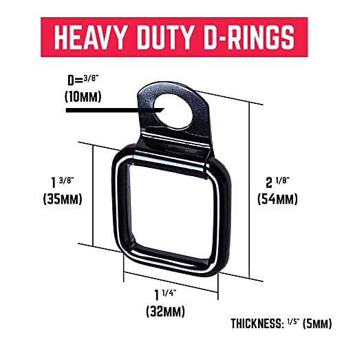 Image of GPCA Quick Release Tie Down Anchor T-Handle, Wrangler JK JL, 2007-2018 | Hardtop Bolts, M8 25mm Thumbscrew, Screw Nuts & D-Ring Cargo Hooks, Anchor + D Ring w /Nut (6PC, Black)