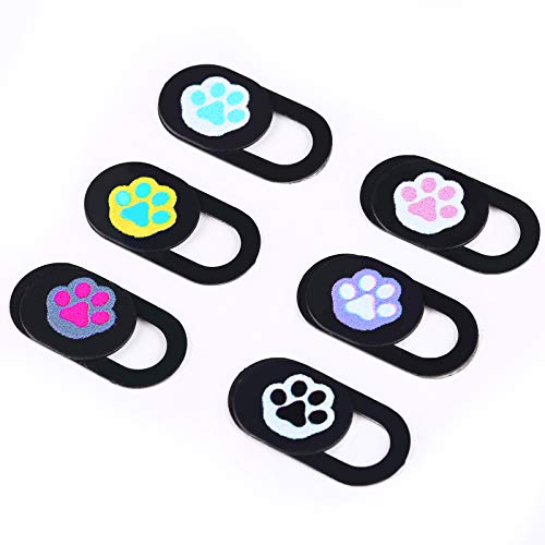 Webcam Cover Slide - Juego de 6 fundas ultrafinas para cámara MacBook Pro/Air iMac, ordenador portátil, smartphone, para proteger tu privacidad y seguridad, diseño de huellas de perro