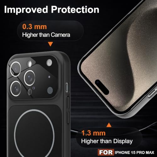 Image of SHINESTAR iPhone 15 Pro Max Case - Premium Shockproof Protective Cover, Wireless Charging Compatible, Slim & Durable Luxury Back Cover with Camera Protection (Black)