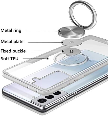 Vunake for Samsung Galaxy S21 Plus Case Clear with Ring Holder Magnetic Car Mount Ring Case Galaxy S21+ Shockproof Bumper Cover Soft TPU Transparent Protective Phone Case for Samsung S21 Plus 5G 6.7"