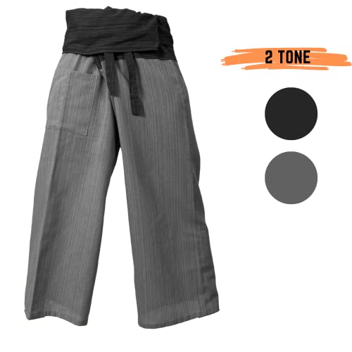 2 Tone Thai Fisherman Pants for Men & Women Trousers Perfect for Yoga, Martial Arts, Pirate, Medieval, Japanese Samurai Pantalones3