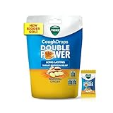 Vicks Cough Drops Double Power New & Improved, Bigger Drops with 2X Fast Relief from Throat Irritation & Cough, Warming Ginger Flavor Total 100 Drops