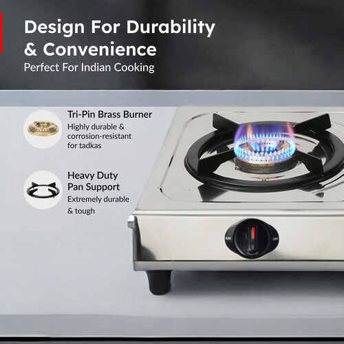Image of PRESTIGE PRIME LP GAS STOVE (STAINLESS STEEL BODY AND 2 BRASS BURNERS)