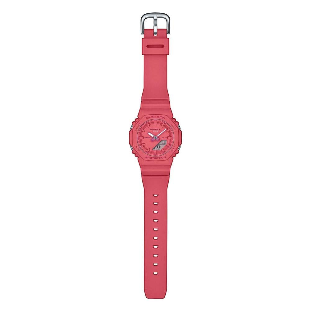 Casio Cyfrowy damski zegarek GMA-P2100-4AER ze paskiem z czerwonej żywicy.
