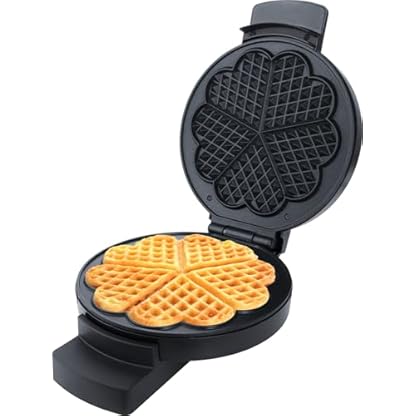 Steba XL-Waffel mit 18,5 cm Durchmesser, Waffeleisen für 5 Herzwaffeln, fettarmes Backen durch Antihaftbeschichtung, stufenlose Temperaturreglung, PFAS-frei, WE 3 XL, Schwarz – Bild 7