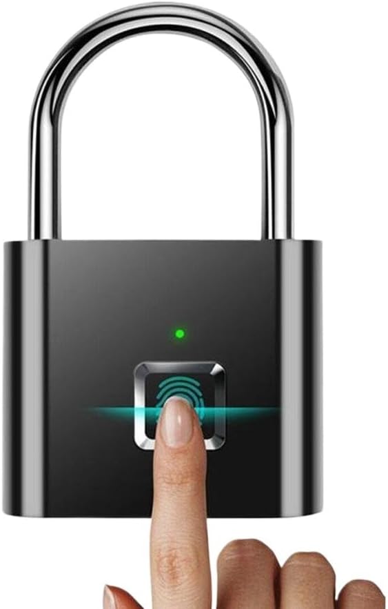 Fingerprint Padlock Anti-Theft Waterproof USB Box Padlock Portable Smart Portable Digit D3C9 Keyless Security Lock Lock Charging(Silver)