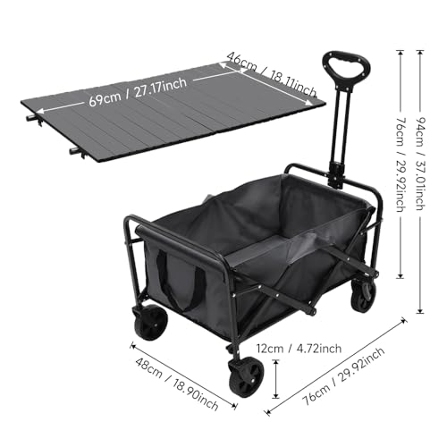 Chariot utilitaire pliable robuste pour la plage, le shopping et les festivals en plein air – Chariot tout terrain avec roues, sac de protection et table