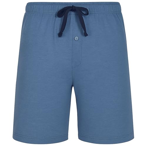 Hanes Men’s 2-Pack Cotton Sleep Shorts – Lightweight Lounge Bottoms 7.5" Inseam, Breathable Fit, Elastic Waist, Pantalones Cortos de Dormir de Algodón, Grey Heather/Chambrey Blue, Medium3