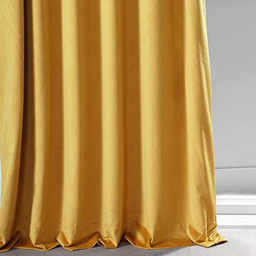 Image of HPD Half Price Drapes Signature Plush Velvet Blackout Curtains for Bedroom (1 Panel), 50W X 108L Hotel Black Out Curtains for Living Room, Thermal Insulated Blackout Curtains, Sophomore Gold
