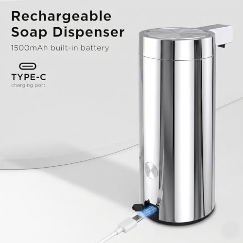 Automatic Soap Dispenser, Touchless Hand Soap Dispenser, Chrome Metallic by Newise - Used condition - Image 3