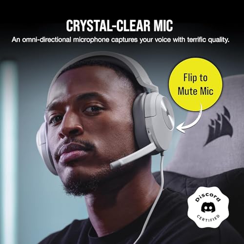Corsair HS55 SURROUND Lightweight Multiplatform Wired Gaming Headset – Dolby 7.1 Surround Sound – iCUE Compatible – PC, Mac, PS5, PS4, Xbox, Nintendo Switch, Mobile – White - Image 3
