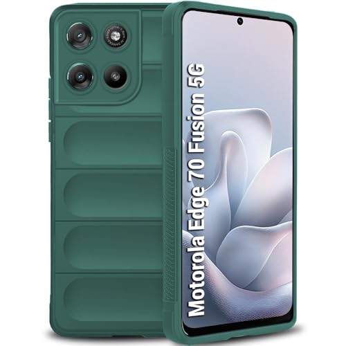 Image of TheGiftKart Liquid Silicon Back Cover Case for Motorola Moto Edge 70 Fusion 5G | ShockProof Military Grade Protection | Micro-Fibre Cloth On Inner Side | Built-In Anti-Slip Grip Back Case (TPU, Green)