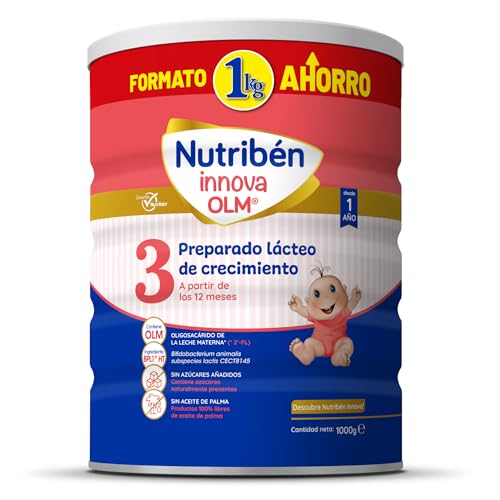 Nutribén Innova 3 - Leche en Polvo Bebé FORMATO AHORRO | Fórmula de Crecimiento a partir de los 12 Meses | sin Aceite de Palma | con Cacito Dosificador más Higiénico | con BPL1 | 1 Bote de 1KG