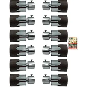 JKC Stainless Steel & Wooden Curtain Bracket Parda Holder for 1 Inch Rod Pocket Finials Designer Door and Window Rod Support Fittings, Curtain Rod Holder | E-Book Included (Brackets - 12 Pcs)