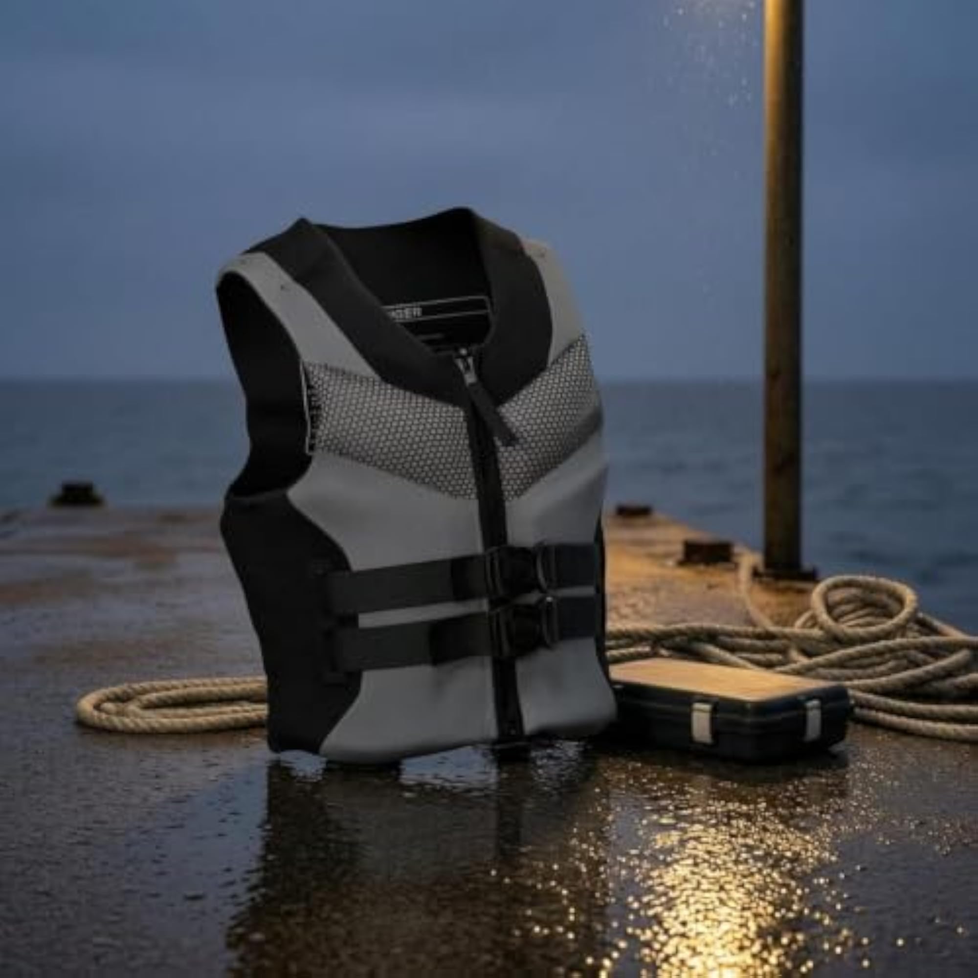 Adjustable Straps Adult Life Jacket with Zippered Sleeves