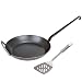 Produktbild GRÄWE Schmiedeeiserne Bratpfanne Ø 28 cm mit hohem Rand und Griff, glatt, Made in Germany - unbeschichtete Eisenpfanne mit Stiel inkl. Pfannenwender