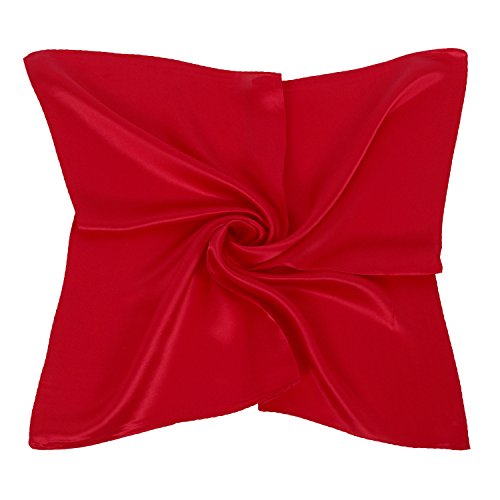 PB-SOAR Damen Mädchen Glänzend Halstuch aus 100% Seide, Seidentuch Seidenschal Schal Bandana Kopftuch Nickituch, 52 x 52cm (Rot)