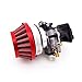 TC-Motor 15mm Carb Carburetor + Red 44mm Filter + Alloy Stack + Manifold Intake Pipe Kit For 2 Stroke 33cc 43cc 49cc Engine Parts Goped EVO Gas Scooter