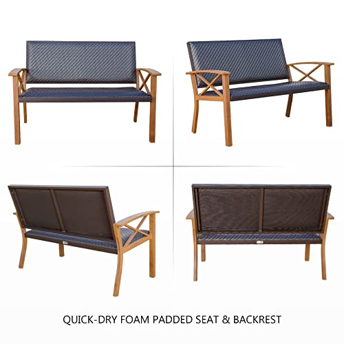 Domi Outdoor Living Domi Patio Funiture Set 4 Pieces Outdoor Aluminum Wicker Padded Sofa,Garden Conversation Set With Beige Sunbrella Pillows thumb #8