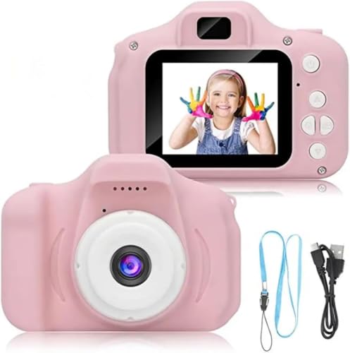 Kids Camera Gifts For 4-8 Year Old Kids Shockproof Camera Mini Child Camcorder For Little Kid With Soft Silicone Shell For Outdoor Play (Pink)