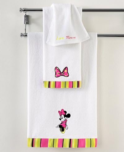 Disney Minnie Mouse Neon Bathroom Towels and Washcloth Set