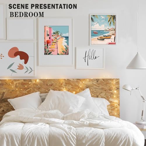 XUNLURY Retro Coastal Beach Diamond Art Kits 2 Pcs, Tropical Palm Tree Seaside Town Diamond Painting Kits for Adults Beginners, Full Drill Diamonds Dots for Home Decor, 9.8x11.8 Inch — view 5