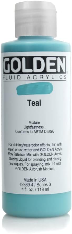 Golden Fluid Acrylic, 4 ounce bottle, Teal (2369-4)