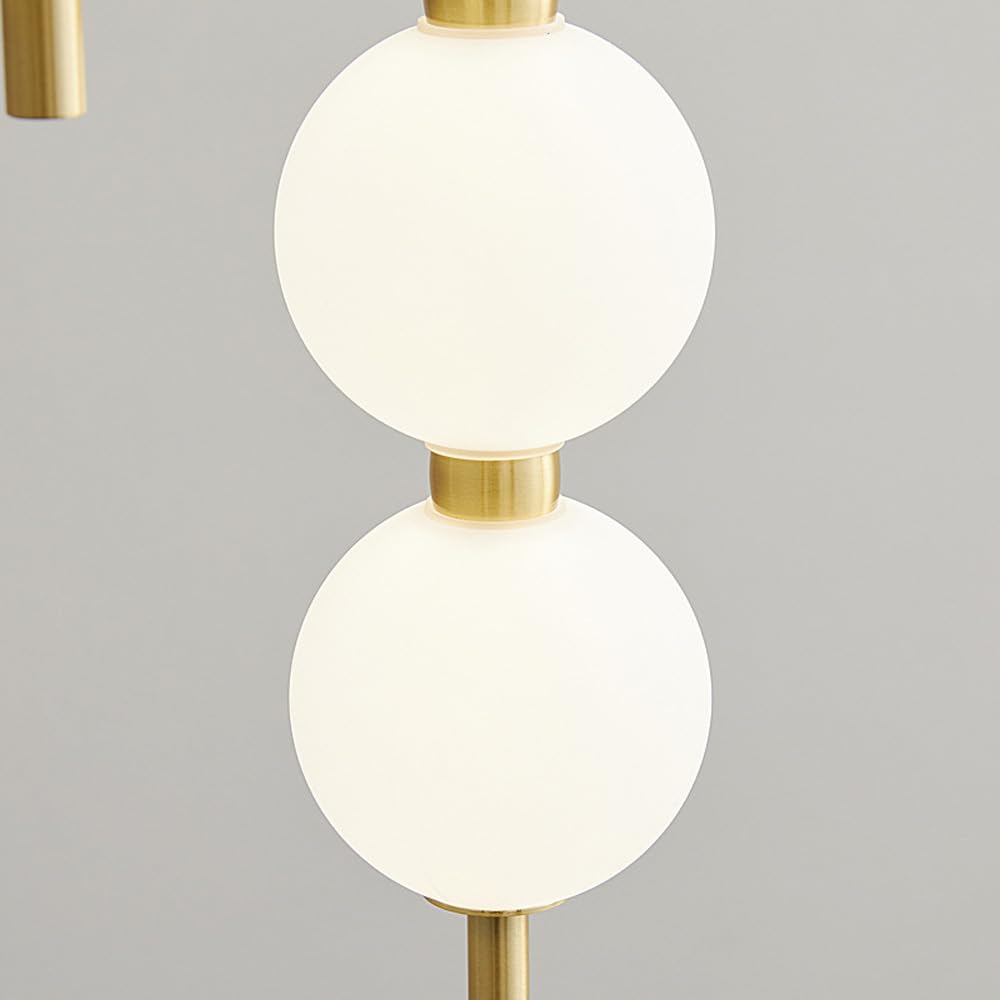 Lampadario a sospensione lineare a forma di globo in rame a 5 luci Isola della cucina Lampada a sospensione a barra lunga dorata Lampadario a soffitto a forma di bolla a sfera per scala Camera da