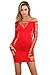 MISS NOIR Damen Kleid elastisch und flexibel tragbar Einheitsgröße mit Langärmliges Clubwear Partykleid B6043-RD