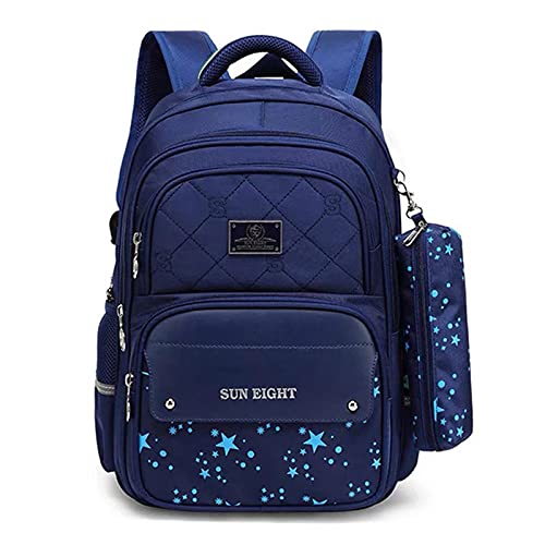 UKKD Rucksack Kinder Große Kapazität Junge Schule Rucksäcke Schultaschen Für Kinder Schultaschen-Blue Big Cover