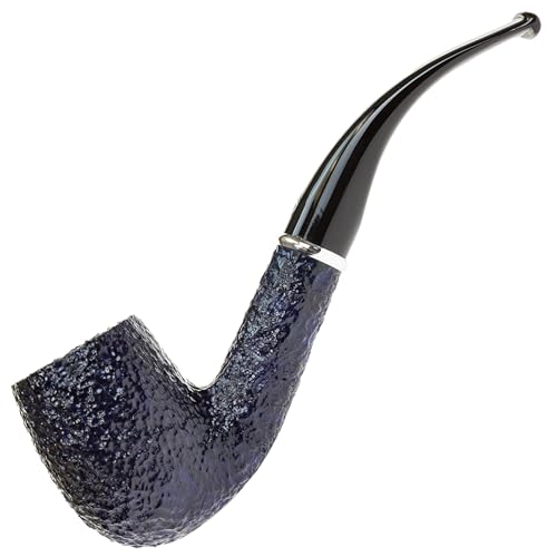 Savinelli Arcobaleno Rusticated Blue 606 KS - Colorful Hand Crafted Wood Pipes, Handmade Briar Pipe From Italy, 6mm, Bent Billiard - Image 5