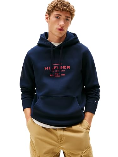 Tommy Hilfiger Men's Medium Weight Hoodie with Signature Printed Graphic Logo