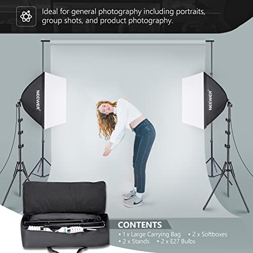 Neewer® 700W Professional Photography 24"x24"/60x60cm Softbox with E27 Socket Light Lighting Kit for Photo Studio Portraits, Product Photography and Video Shooting