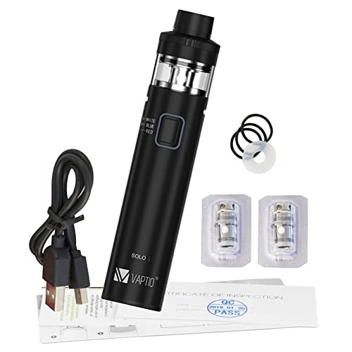 VAPTIO Vape Pen Kit de démarrage 3000mAh Batterie 50W Cigarette électronique avec réservoir 4.0ml, Bobine de maille 2pcs 0.2ohm,sans liquide sans nicotine(noir)
