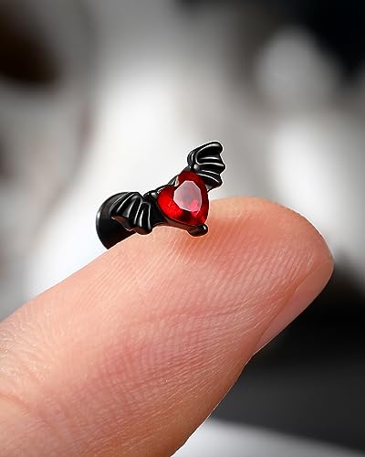 COCHARM 3Pcs Black Red Halloween Cartilage Stud Earrings Flat Back 16g Dangling Spider Web Helix Cartilage Piercing Jewelry Internally Threaded 16g 8mm Stainless Steel Ear Stud3