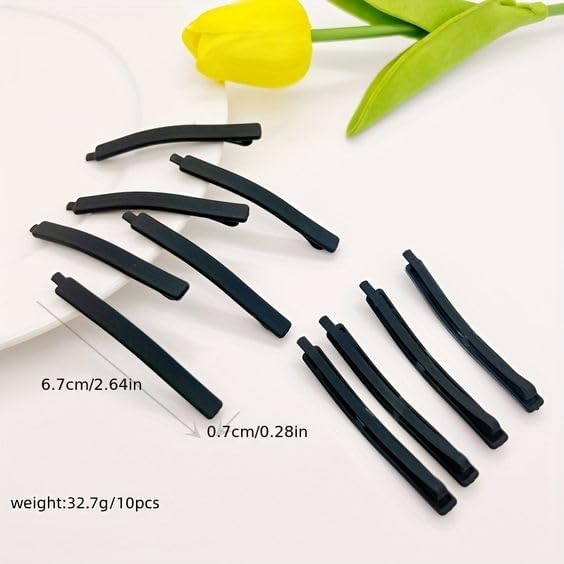 Image of BIRDWARE matte Hair Pin, Acrylic Hair Barrette, Thin Bobby Pin, Korean Hair Accessories Tictac Hair claw Clips Stylish hair Clip For Girls Women (Multicolor, Pack of 10 (Flate pin) (black)