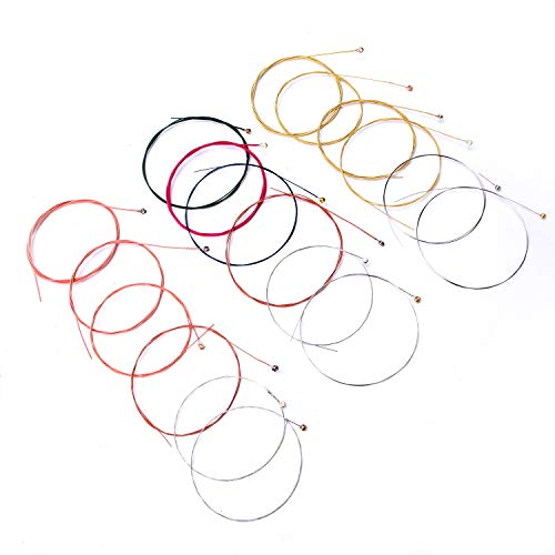 Senkary 3 Sets of 6 Acoustic Guitar Strings Replacement Steel Strings for Acoustic Guitar (Gold, Brass and Multicolor)