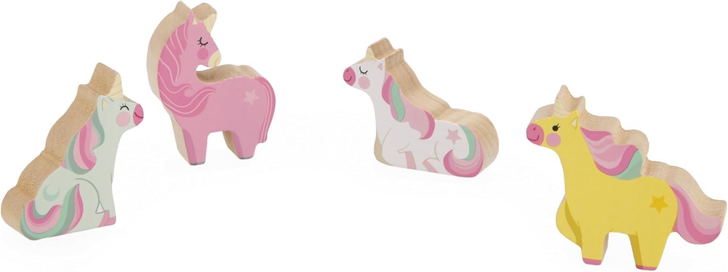 Janod, Unicorn Wooden House, Unicorn Theme, FSC Wooden Toys, Includes 6 accessories : 4 unicorns, 1 hair dryer, 1 brush - Image 3