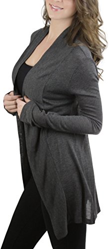 Image of ToBeInStyle Womens Open Front Long Sleeve Lightweight Asymmetrical Draped Cardigan with Side Pockets