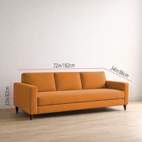 Image of Carlos 3 Seater Sofa Set for Living Room & Home Office, Modern Furniture Fabric Sofa Couch with Comfortable Soft Cushioning, Durable Wooden Frame, Stylish Seating for Home (Orange)