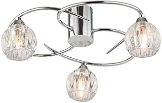 AUROLITE AL1036 BOLLA 3xG9 LED Semi Flush Ceiling Light, Polished Chrome Finish, 12W, Natural White (4000K), Ideal for Living Room, Bedroom, Kitchen, and Hallway
