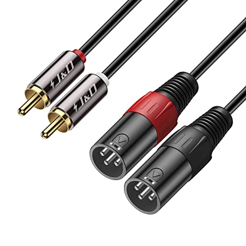 J&D 2 RCA vers XLR Mâle Câble, Ecalé Unbalanced Dual XLR à RCA Mâle Câble de Connexion pour Haut-parleurs, Amplificateurs, Systèmes Audio Stéréo HiFi, 1,8 Meter
