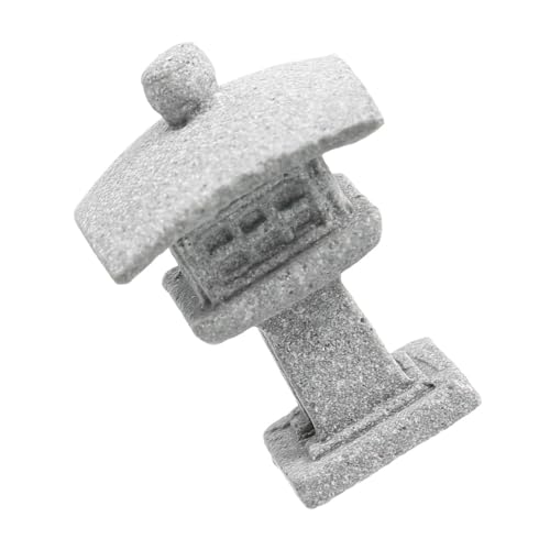 BAZEITFLOW Mini Japanese Stone Lantern Statue Small Curved Pagoda Model Zen Garden Ornament Asian Outdoor and Indoor Micro Landscape Decor for Bonsai and Aquarium
