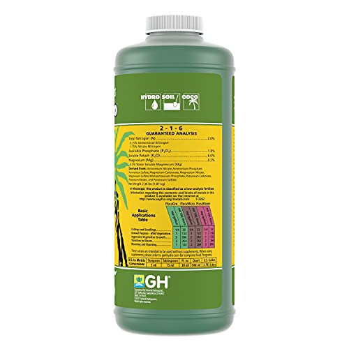 General Hydroponics Floragro 2-1-6, Use With Floramicro & Florabloom, Provides Nutrients For Structural & Foliar Growth, Ideal For Hydroponics, 1-Quart #TOP6