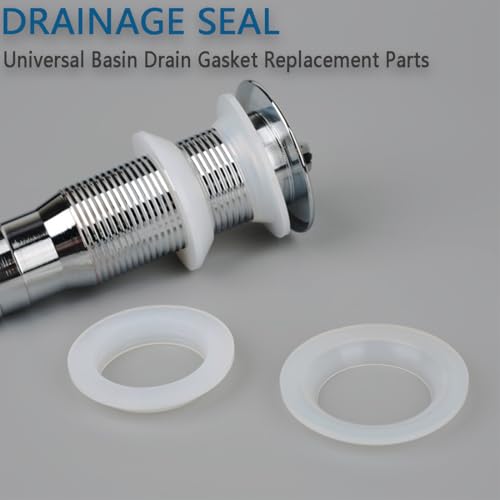 Drainage Seal,Universal Basin Drain Gasket,Thickened Silicone Sealing Ring,Seal Ring Replacement Parts for Bathroom Sink Drain Stopper,Includes Top and Bottom Washers Seals (Transparent-2Sets)