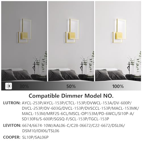 Image of Modern Gold Led Wall Sconce of Two 6000K Dimmable Wall lamp 36W Simple Aluminum Wall Fixture for Living Room Bedroom Hallway Stairs