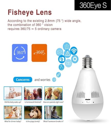 Image of DDLC 3MP Indoor WiFi Light Bulb Camera for Home Security with 360 View | Smart LED Wireless Light Socket Bulb | Motion Detection & Mobile App V380 Pro (Bulb Camera)