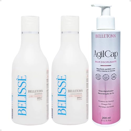 Kit Capilar Efeito Liso e Escova Progressiva Vegana Agilcap, 300mL + 200mL, Alisamento Sem Formol, Profissional