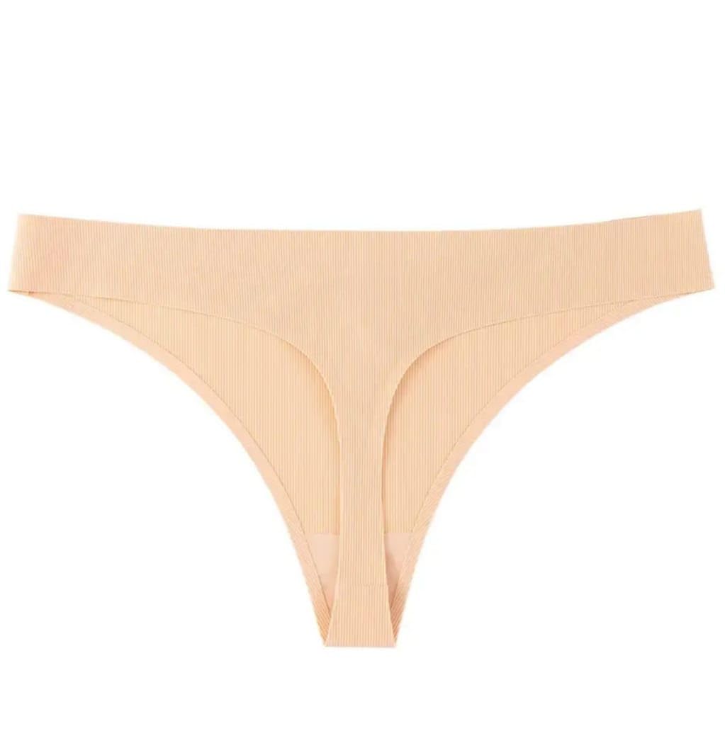 letresor Women Ice Silk G-String Briefs Panties Self Design Strip Seamless Thongs Underwear Lingerie(26-32waist)-picture-46
